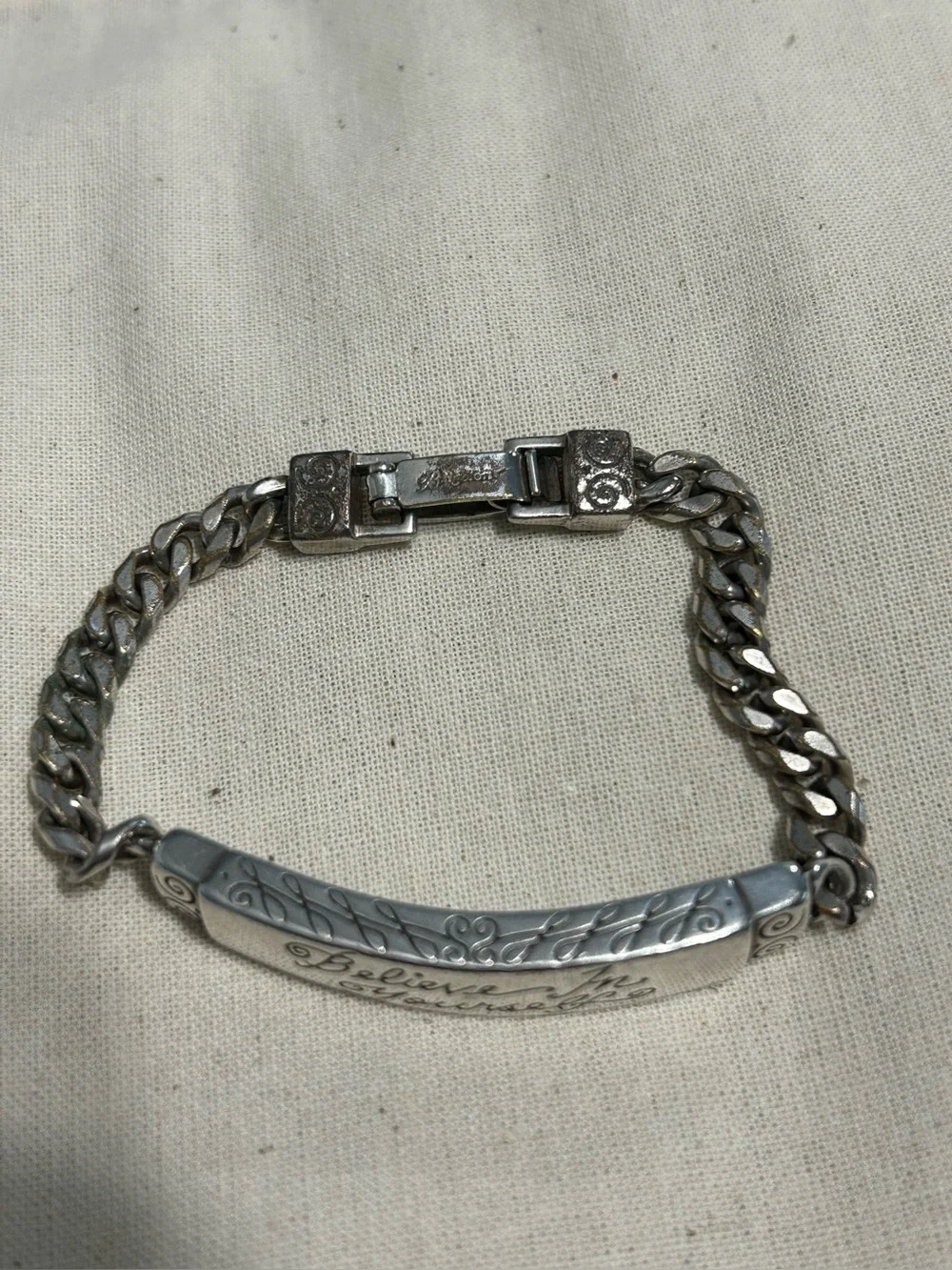 Brighton Silver-Tone 'Believe In Yourself' Engraved Bracelet